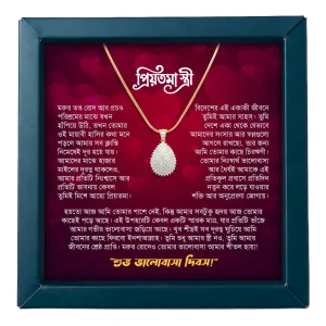 প্রবাস থেকে স্ত্রীর জন্য ভালোবাসার সেরা উপহার — ইমোশনাল মেসেজ ও হার্ট নেকলেস  (Rich Green Box & White Pendent)